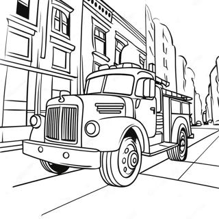 Fire Truck Racing Down The Street Coloring Page 14988-3268