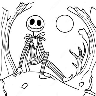 Jack Skellington In Spooky Moonlight Coloring Page 15525-3387