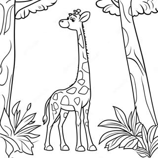 Tall Giraffe Reaching For Leaves Coloring Page 15620-3409