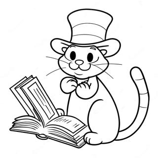 Cat In The Hat Reading A Book Coloring Page 15709-3426