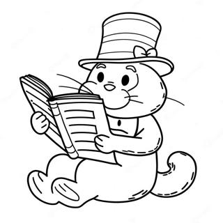 Cat In The Hat Reading A Book Coloring Page 15709-3427