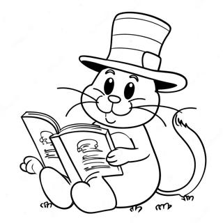 Cat In The Hat Reading A Book Coloring Page 15709-3428