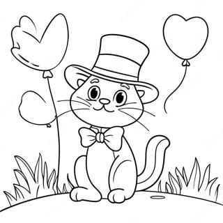 Cat In The Hat With Colorful Balloons Coloring Page 15710-3430