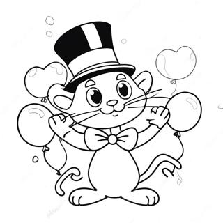 Cat In The Hat With Colorful Balloons Coloring Page 15710-3431