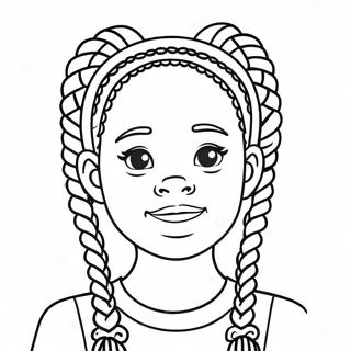 Cute Black Girl With Braids Coloring Page 15890-3467