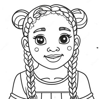 Cute Black Girl With Braids Coloring Page 15890-3468