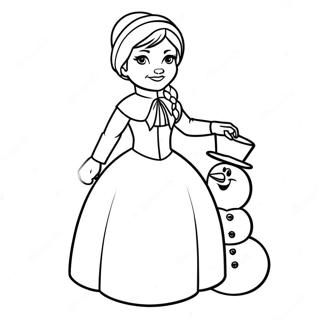 Anna With Snowman Coloring Page 1629-1783