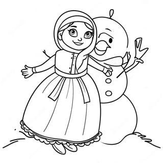 Anna With Snowman Coloring Page 1629-1784