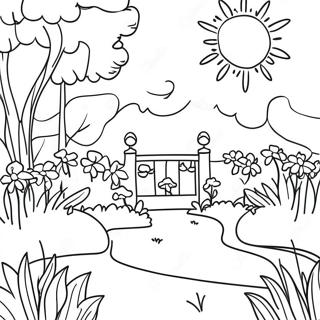 Sunny Day Garden Scene Coloring Page 16454-3589