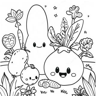 Whimsical Vegetable Garden Coloring Page 16457-3604