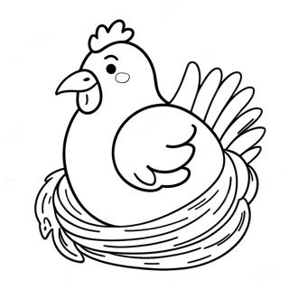 Chubby Chicken Sitting On A Nest Coloring Page 16730-3653