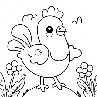Colorful Chicken With Flowers Coloring Page 16731-3657