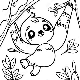 Cute Sloth Hanging From A Tree Coloring Page 16907-3687