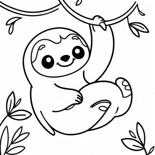 Cute Sloth Hanging From A Tree Coloring Page 16907-3688