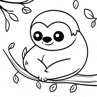 Sleepy Sloth On A Branch Coloring Page 16908-3689