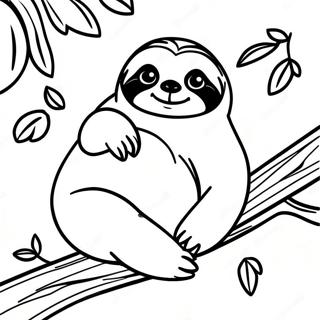 Sleepy Sloth On A Branch Coloring Page 16908-3690