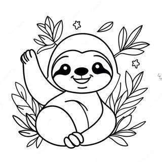 Playful Sloth With Flowers Coloring Page 16909-3694