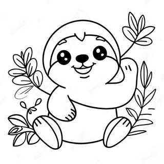 Charming Sloth With A Big Smile Coloring Page 16911-3704