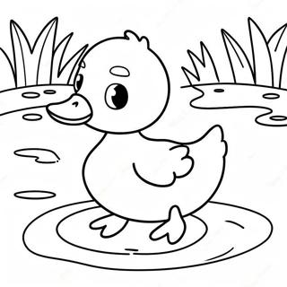 Happy Duck In A Pond Coloring Page 17087 3735