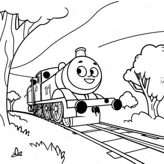 Thomas The Tank Engine In A Colorful Landscape Coloring Page 17174-3747