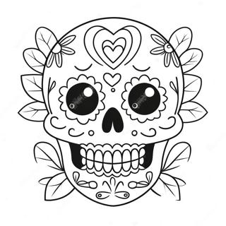 Cute Sugar Skull With Heart Eyes Coloring Page 17804-3891
