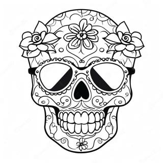 Playful Sugar Skull With Sunglasses Coloring Page 17806 3899