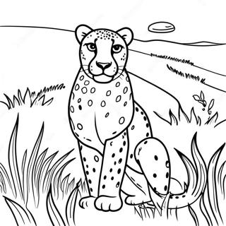 Cheetah In The Grasslands Coloring Page 17890-3913