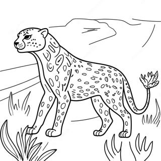 Cheetah Stalking Prey Coloring Page 17891-3917