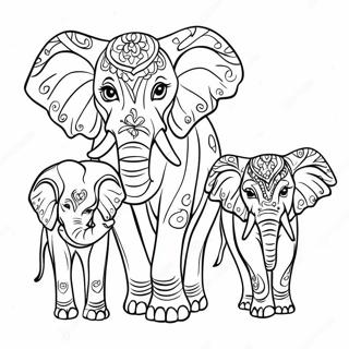 Majestic Elephant Family Coloring Page 18068-3945