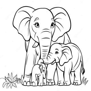 Majestic Elephant Family Coloring Page 18068-3946