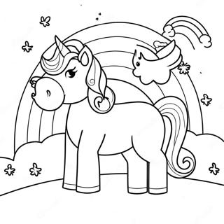 Magical Rainbow With Unicorns Coloring Page 1812-2007