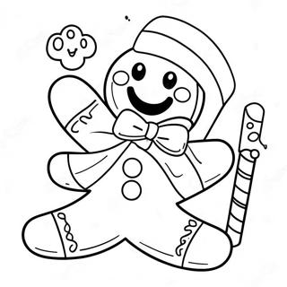 Smiling Gingerbread Man With Candy Cane Coloring Page 18352 4008