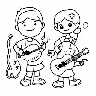 Happy Kids Playing Music Coloring Page 18435-4026