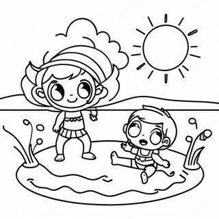 Playful Kids At The Beach Coloring Page 18622-4069
