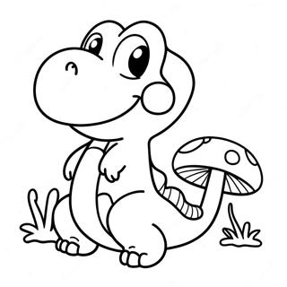 Cute Yoshi With A Mushroom Coloring Page 19167-4188