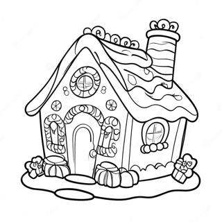 Colorful Gingerbread House Coloring Page 20005-4364