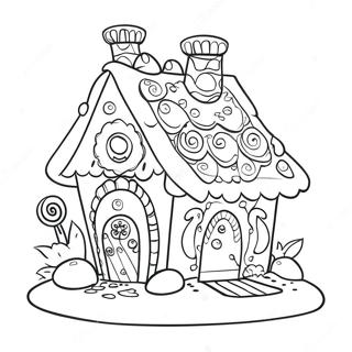 Whimsical Gingerbread House Coloring Page 20006-4365