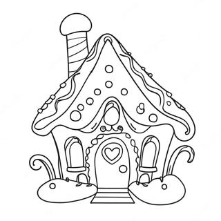 Whimsical Gingerbread House Coloring Page 20006-4366