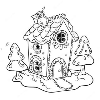 Whimsical Gingerbread House Coloring Page 20006-4367