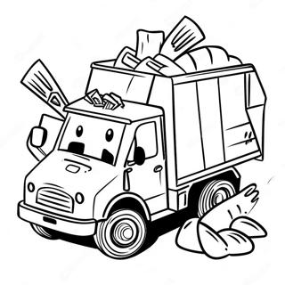 Friendly Garbage Truck Collecting Trash Coloring Page 21108-4615