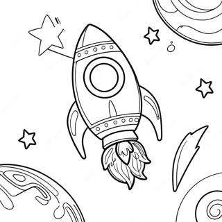 Futuristic Rocket Flying Through Stars Coloring Page 21194-4625