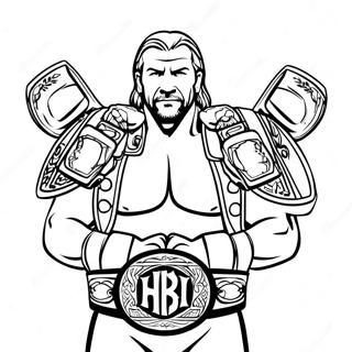 Triple H Holding Two Belts Coloring Page 21398-4669