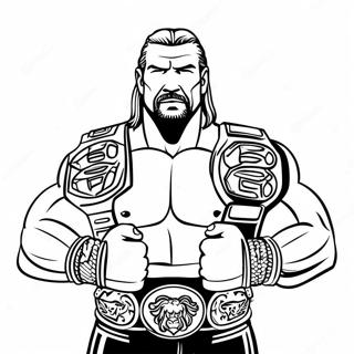 Triple H Holding Two Belts Coloring Page 21398-4671