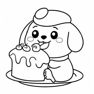 Pompompurin Eating A Delicious Cake Coloring Page 21692-4729