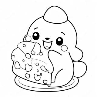 Pompompurin Eating A Delicious Cake Coloring Page 21692-4731