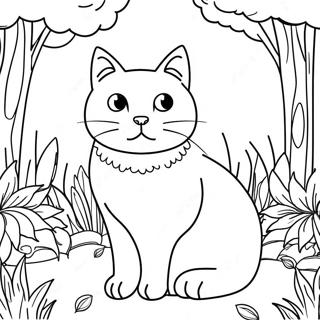 Majestic Cat In A Garden Coloring Page 2172-1837