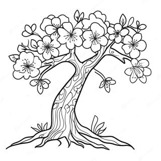 Colorful Cherry Blossom Tree Coloring Page 21778-4749