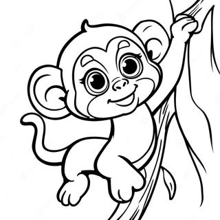 Playful Baby Monkey Climbing Coloring Page 22144-4825