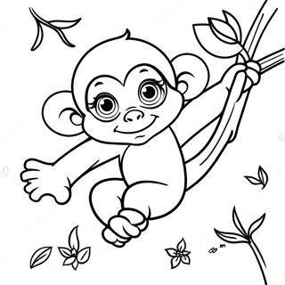 Playful Baby Monkey Climbing Coloring Page 22144-4826