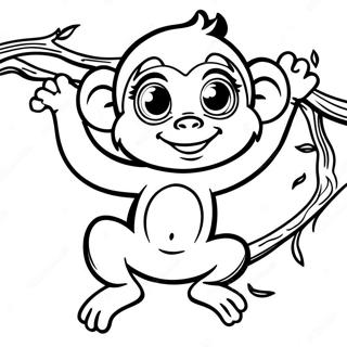 Playful Baby Monkey Climbing Coloring Page 22144-4827